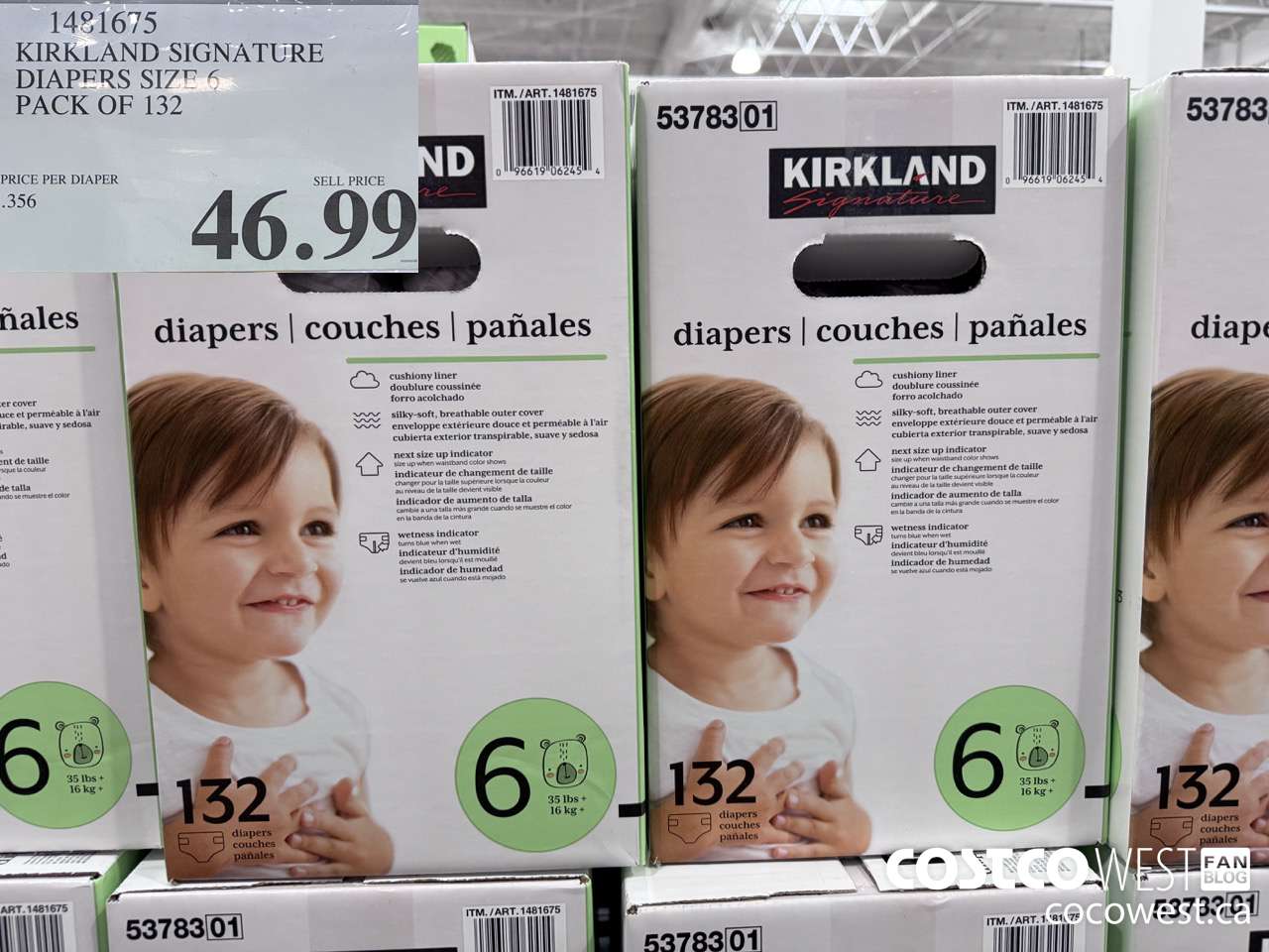 1481675 KIRKLAND SIGNATURE DIAPERS SIZE 6 PACK OF 132 $46.99