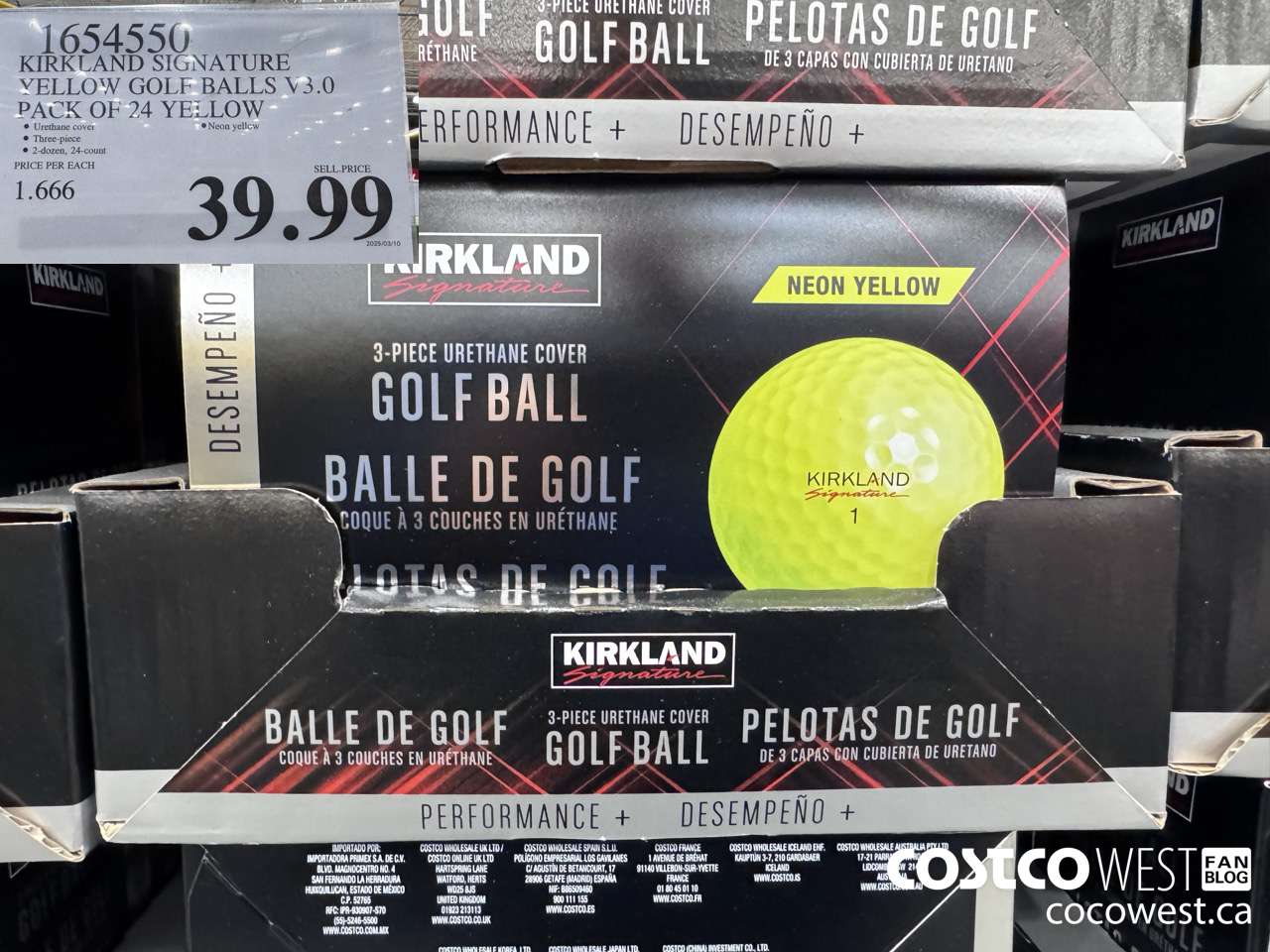 1654550 KIRKLAND SIGNATURE GOLF BALLS V3.0 PACK OF 24 YELLOW $39.99