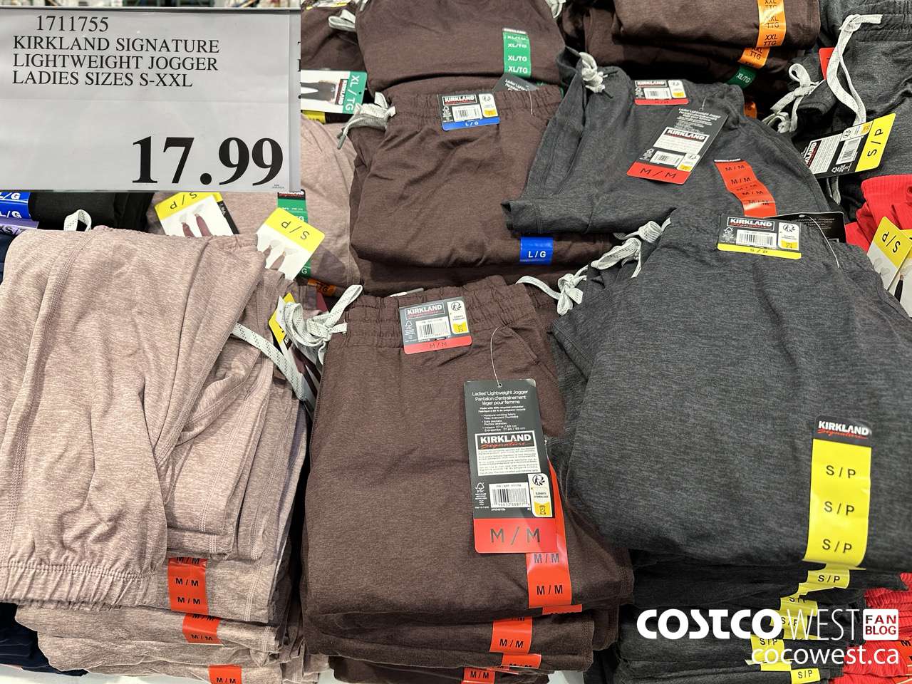 1711755 KIRKLAND SIGNATURE LIGHTWEIGHT JOGGER LADIES SIZES S-XXL $17.99