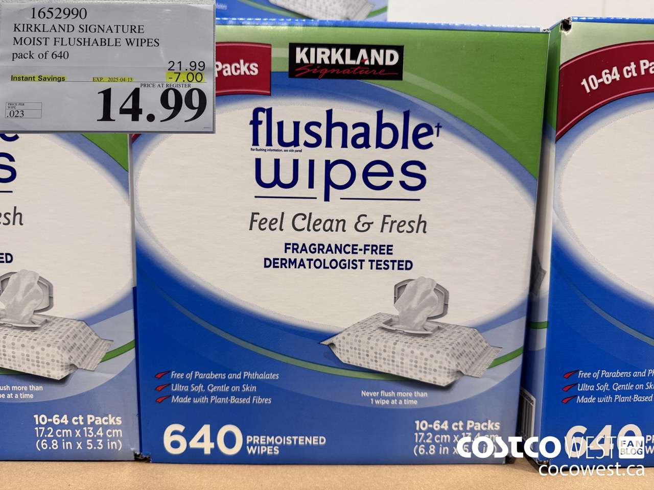 1652990 KIRKLAND SIGNATURE MOIST FLUSHABLE WIPES PACK OF 640 ($7.00 INSTANT SAVINGS EXPIRES ON 2025-04-13) $14.99