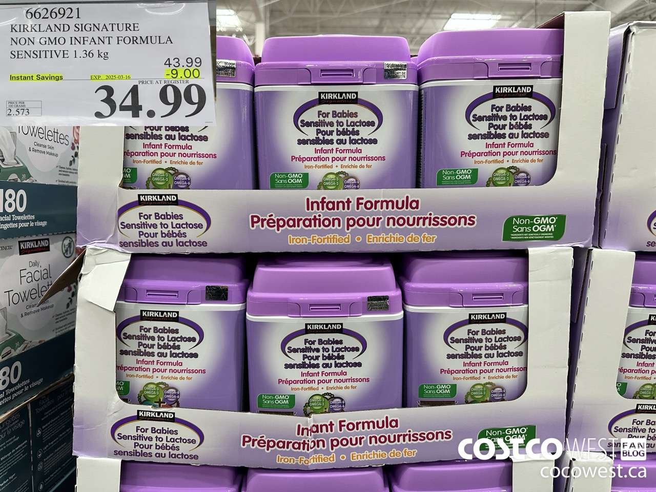 6626921 KIRKLAND SIGNATURE NON GMO INFANT FORMULA SENSITIVE 1.36 kg ($9.00 INSTANT SAVINGS EXPIRES ON 2025-03-16) $34.99