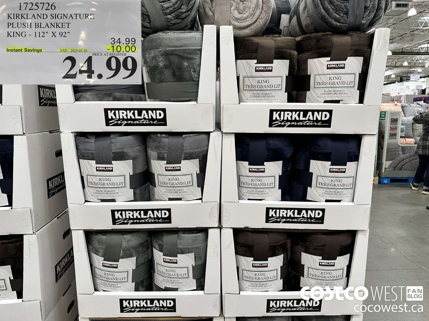 1725726 KIRKLAND SIGNATURE PLUSH BLANKET KING 112