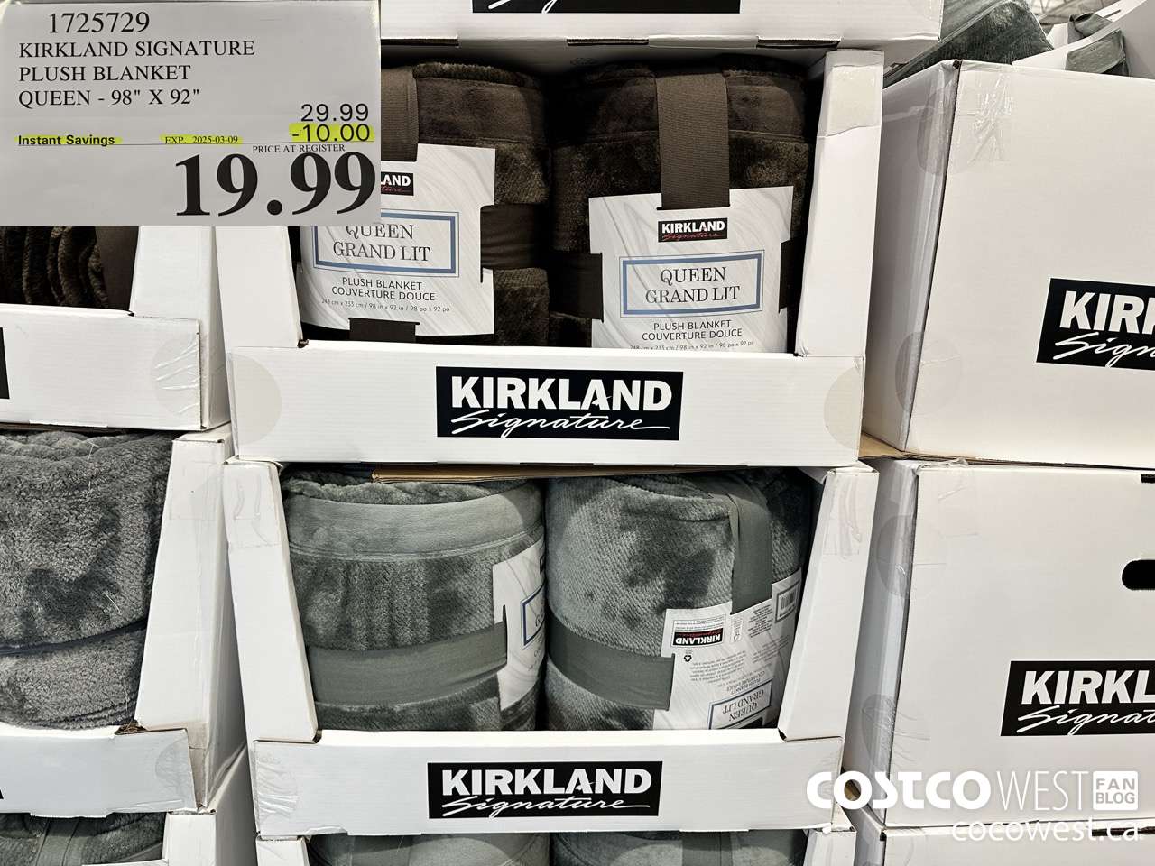 1725729 KIRKLAND SIGNATURE PLUSH BLANKET QUEEN 98