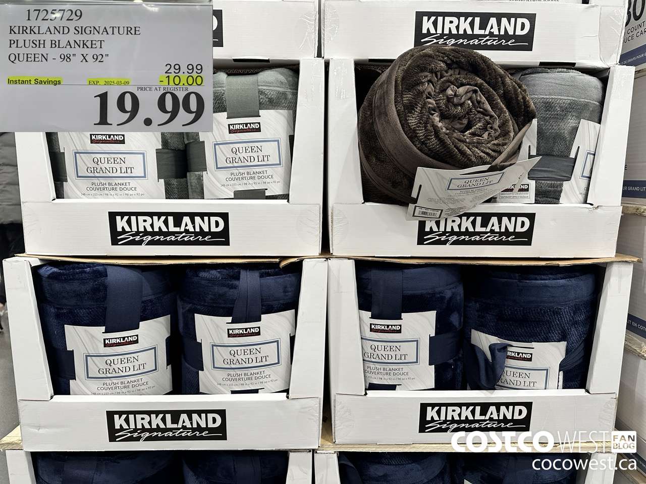 1725729 KIRKLAND SIGNATURE PLUSH BLANKET QUEEN 98