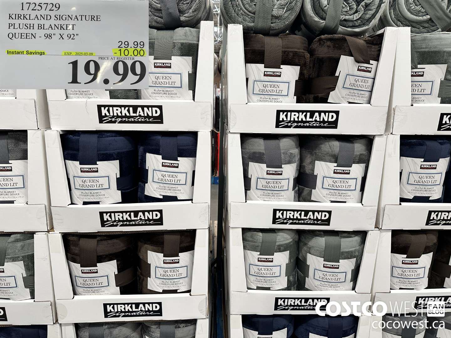 1725729 KIRKLAND SIGNATURE PLUSH BLANKET QUEEN 98