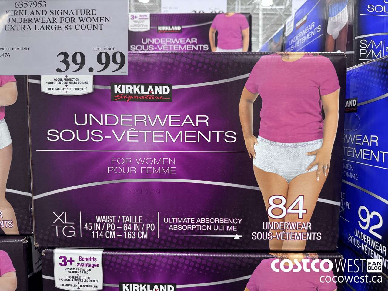 6357953 KIRKLAND SIGNATURE PROTECTIVE UNDERWEAR WOMEN XL 84 COUNT $39.99