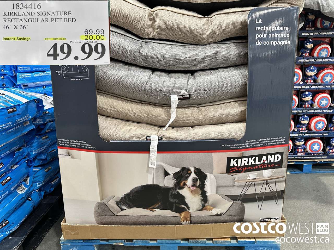 1834416 KIRKLAND SIGNATURE RECTANGULAR PET BED 46