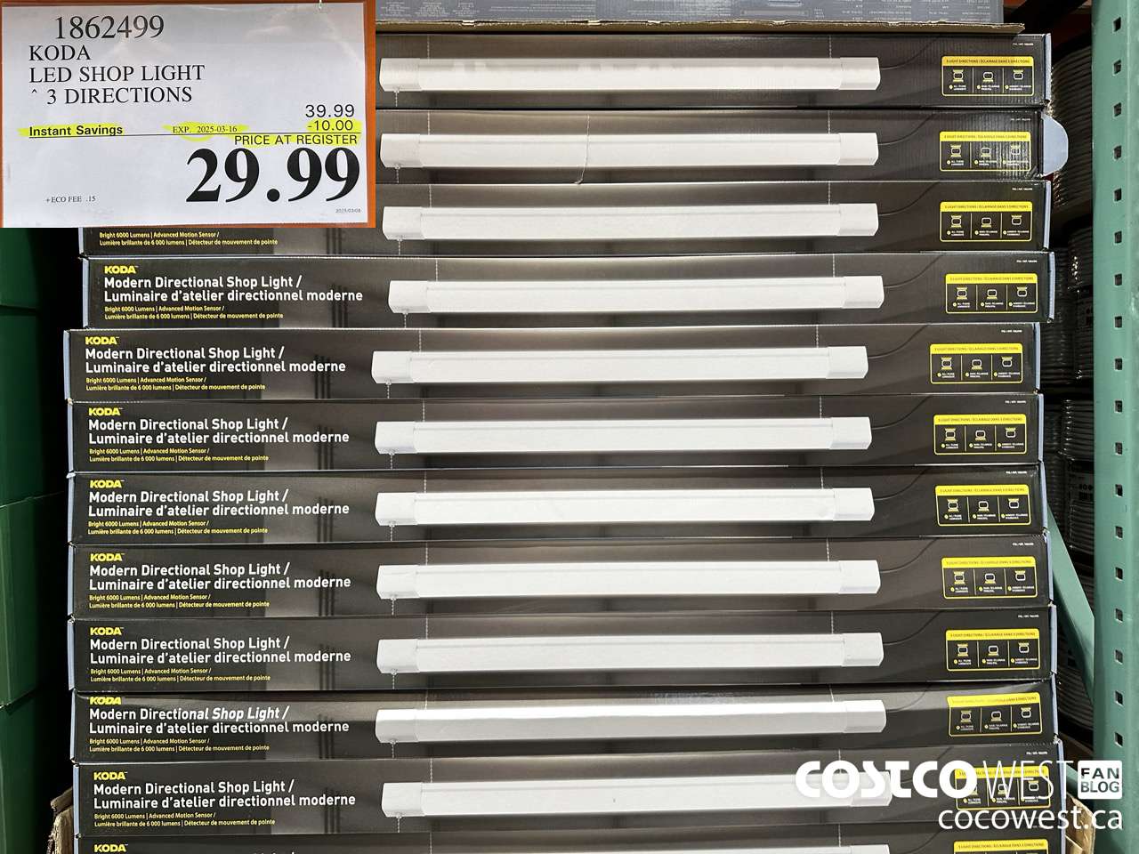 1862499 KODA LED SHOP LIGHT 3 DIRECTIONS ($10.00 INSTANT SAVINGS EXPIRES ON 2025-03-16) $29.99