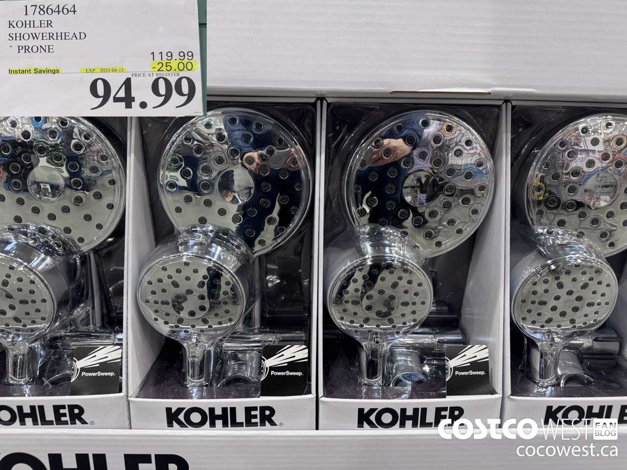 1786464 KOHLER SHOWERHEAD PRONE ($25.00 INSTANT SAVINGS EXPIRES ON 2025-04-13) $94.99