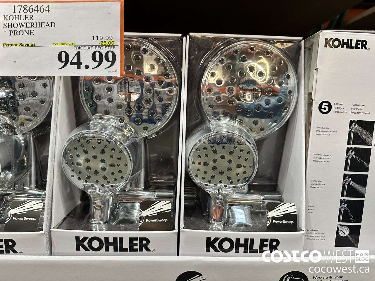 1786464 KOHLER SHOWERHEAD PRONE ($25.00 INSTANT SAVINGS EXPIRES ON 2025-04-13) $94.99