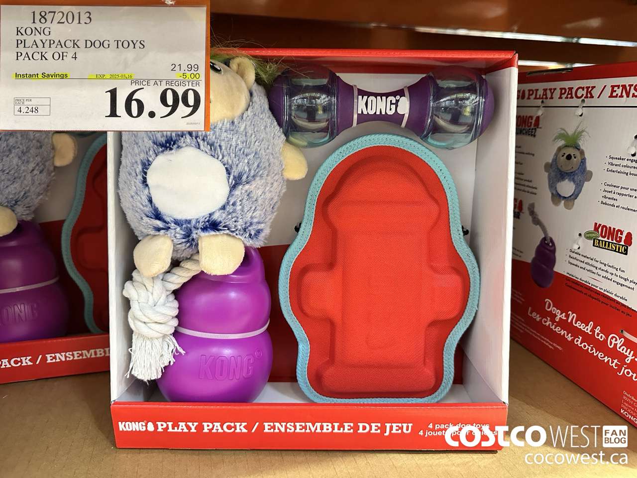 1872013 KONG PLAYPACK DOG TOYS PACK OF 4 ($5.00 INSTANT SAVINGS EXPIRES ON 2025-03-16) $16.99