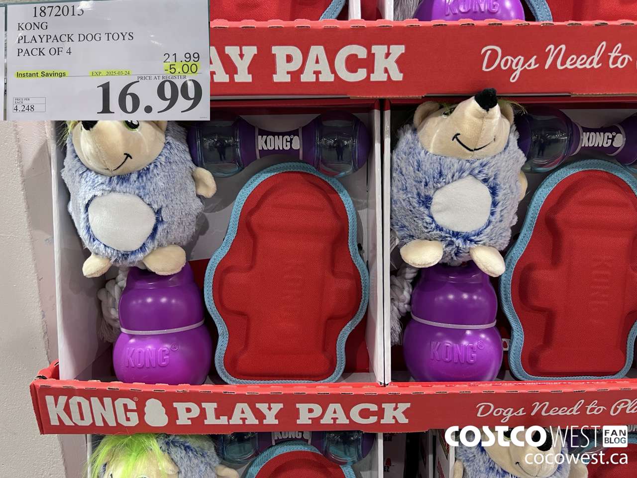 1872013 KONG PLAYPACK DOG TOYS PACK OF 4 ($5.00 INSTANT SAVINGS EXPIRES ON 2025-03-24) $16.99