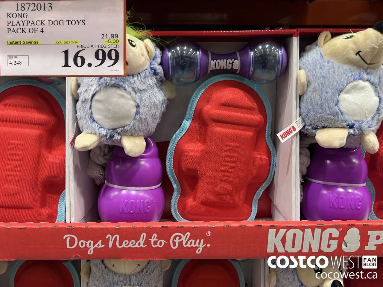 1872013 KONG PLAYPACK DOG TOYS PACK OF 4 ($5.00 INSTANT SAVINGS EXPIRES ON 2025-03-24) $16.99