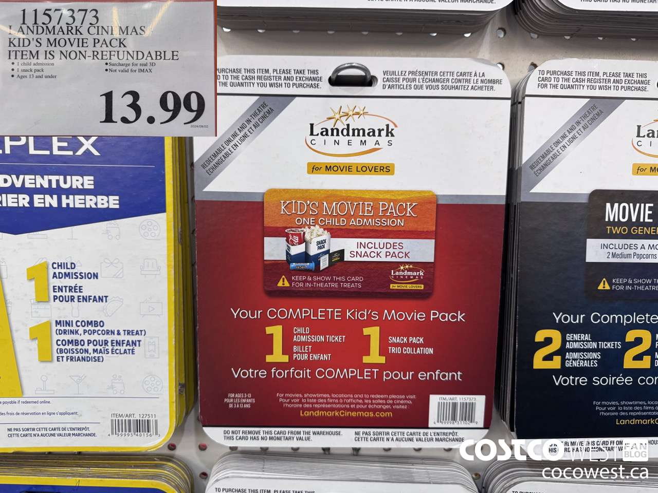 1157373 LANDMARK CINEMAS KID'S MOVIE PACK $13.99