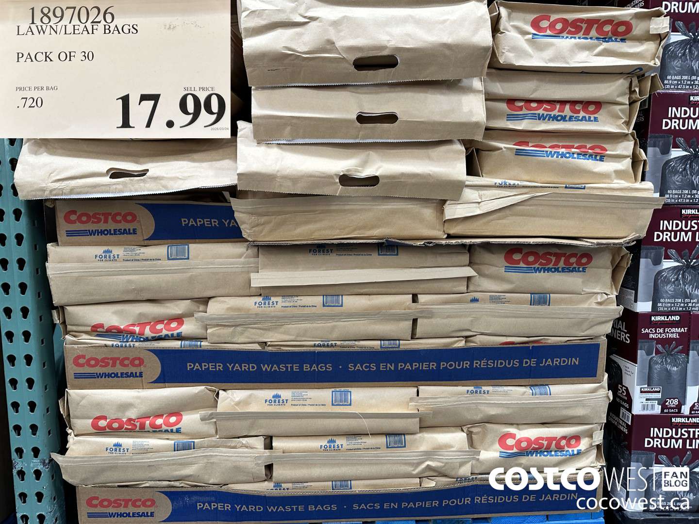 1897026 LAWN/LEAF BAGS PACK OF 30 $17.99