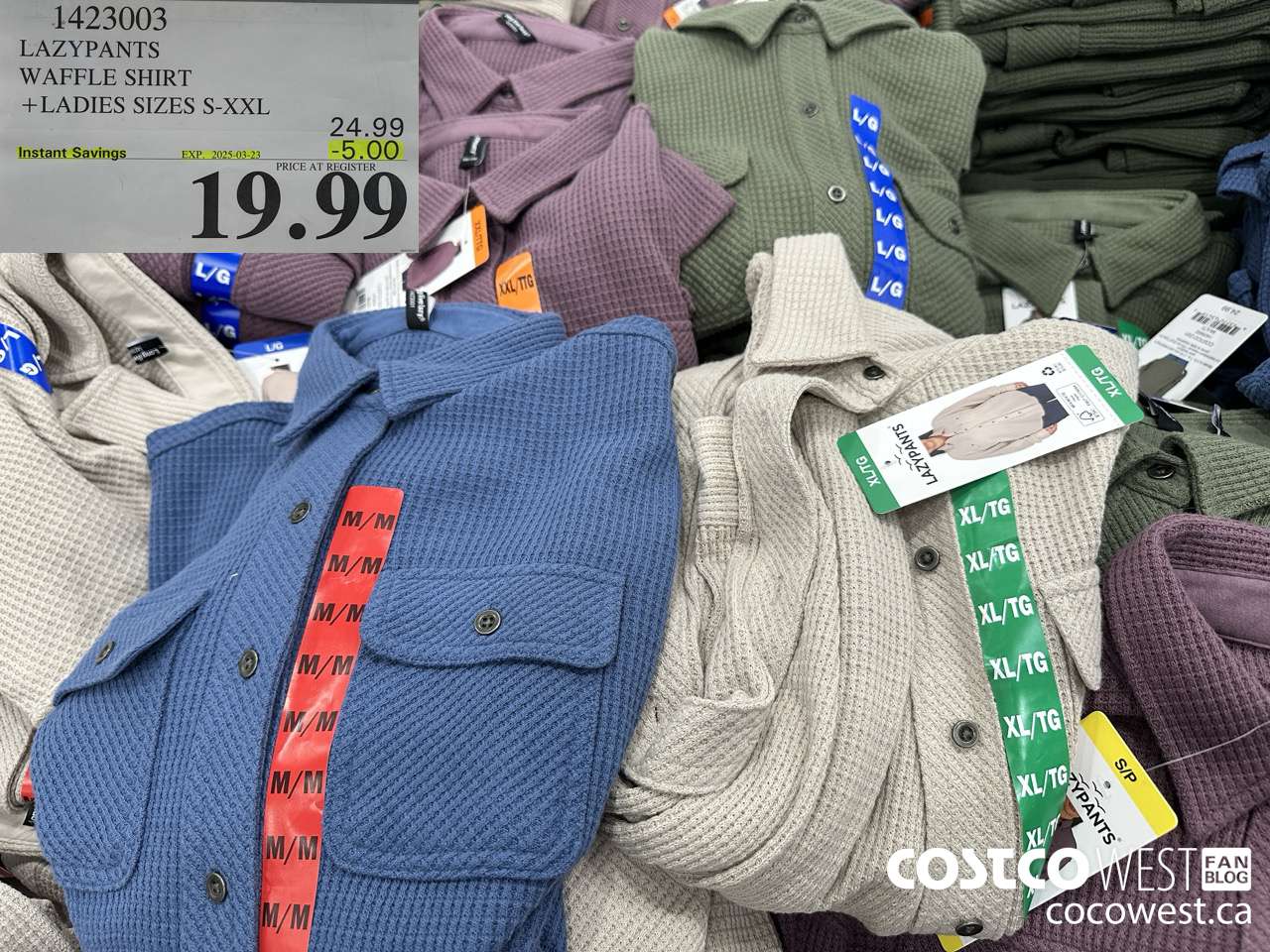 1423003 LAZYPANTS WAFFLE SHIRT LADIES SIZES S-XXL ($5.00 INSTANT SAVINGS EXPIRES ON 2025-03-23) $19.99