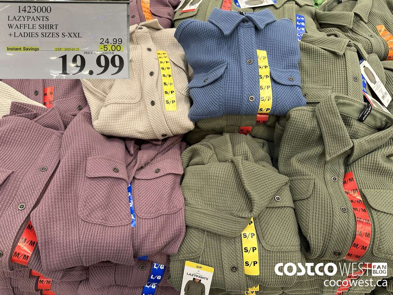 1423000 LAZYPANTS WAFFLE SHIRT LADIES SIZES S-XXL ($5.00 INSTANT SAVINGS EXPIRES ON 2025-03-23) $19.99