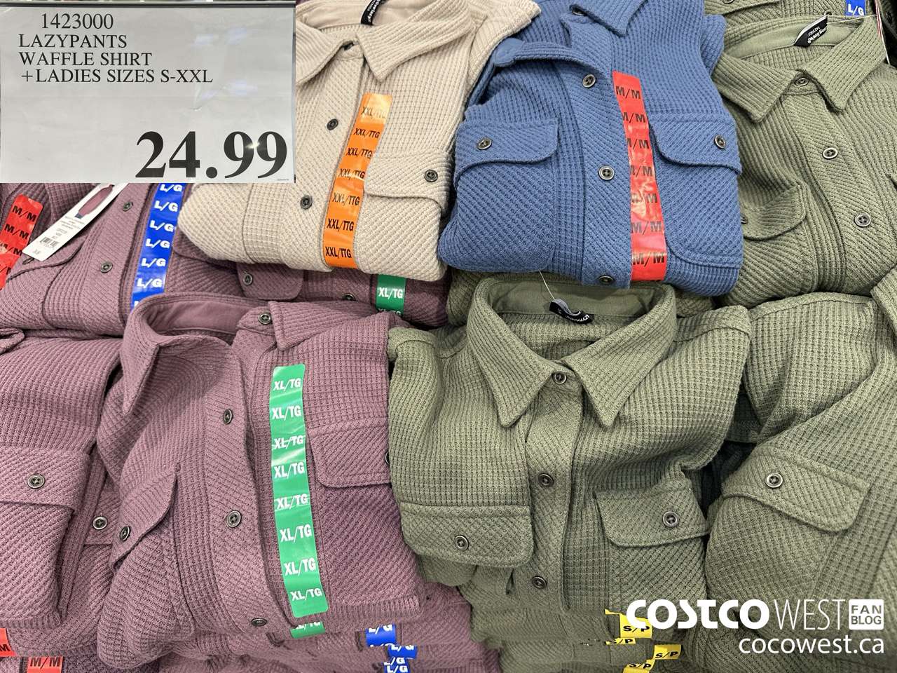 1423000 LAZYPANTS WAFFLE SHIRT LADIES SIZES S-XXL $24.99