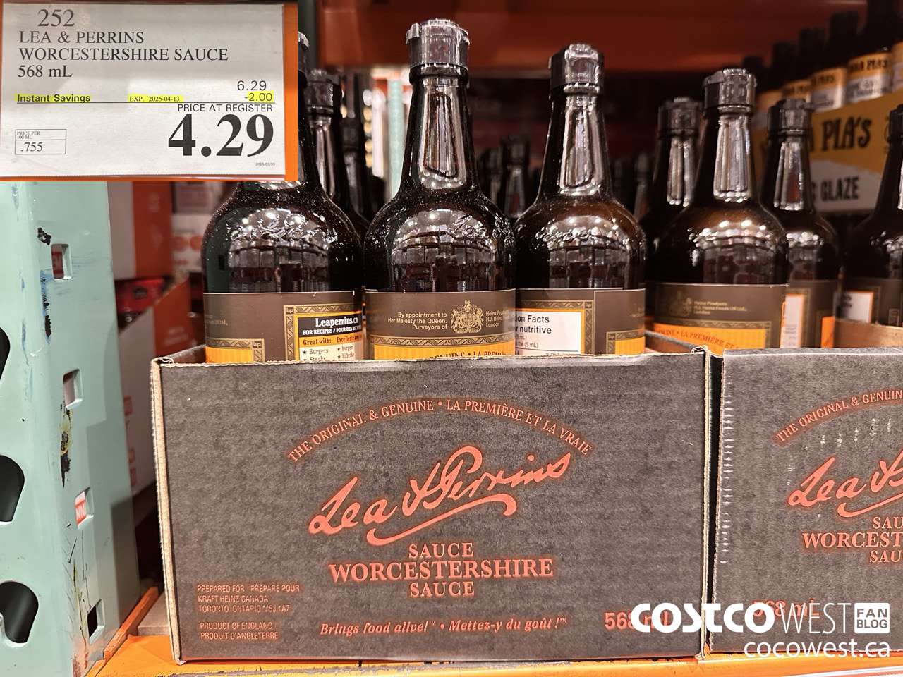 252 LEA & PERRINS WORCESTERSHIRE SAUCE 568 ML ($2.00 INSTANT SAVINGS EXPIRES ON 2025-04-13) $4.29
