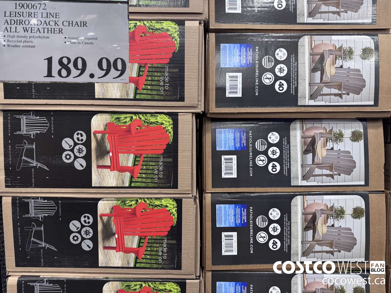 1900672 LEISURE LINE ADIRONDACK CHAIR ALL WEATHER $189.99