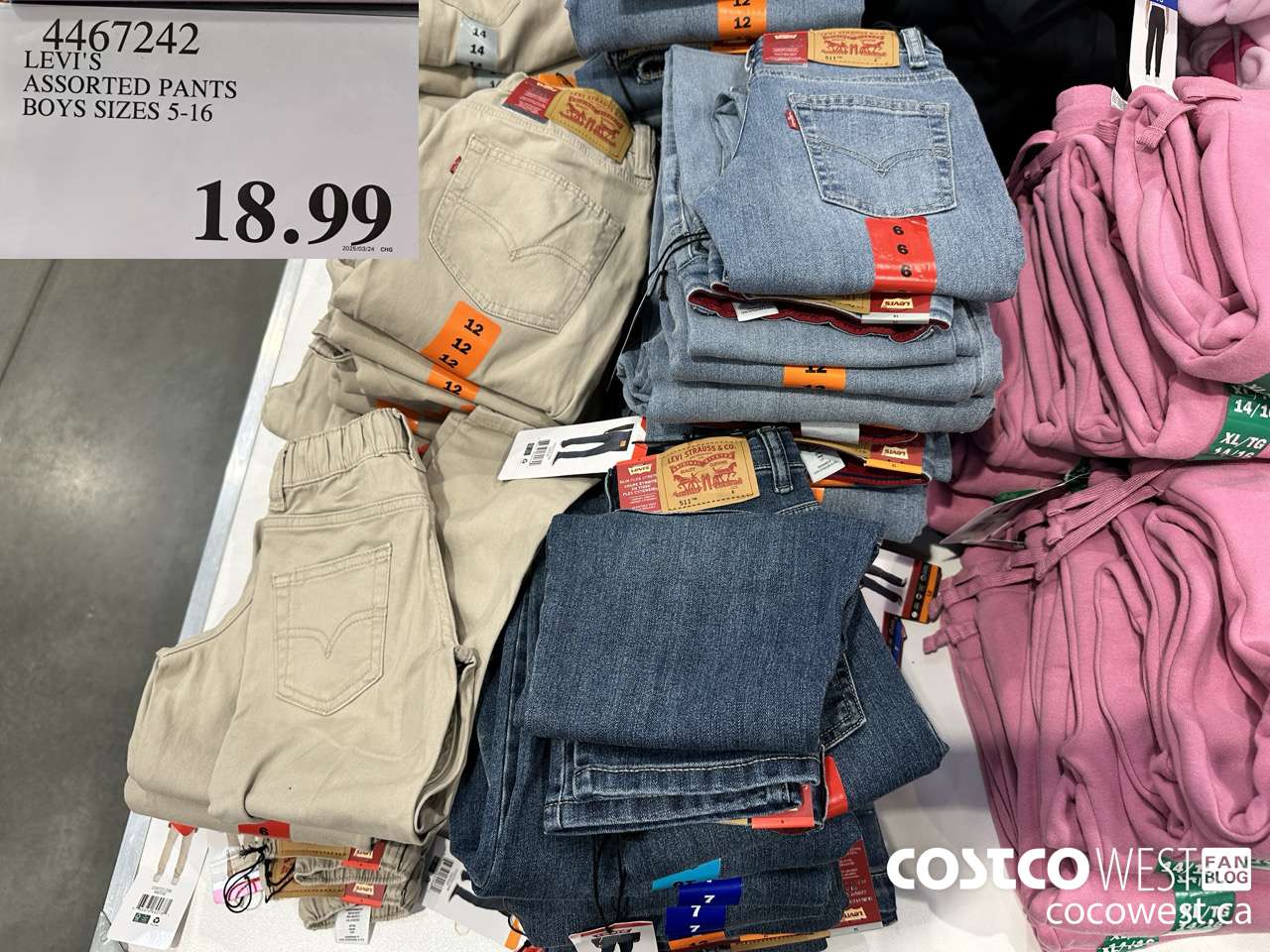 4467242 LEVI'S ASSORTED PANTS BOYS SIZES 5-16 $18.99