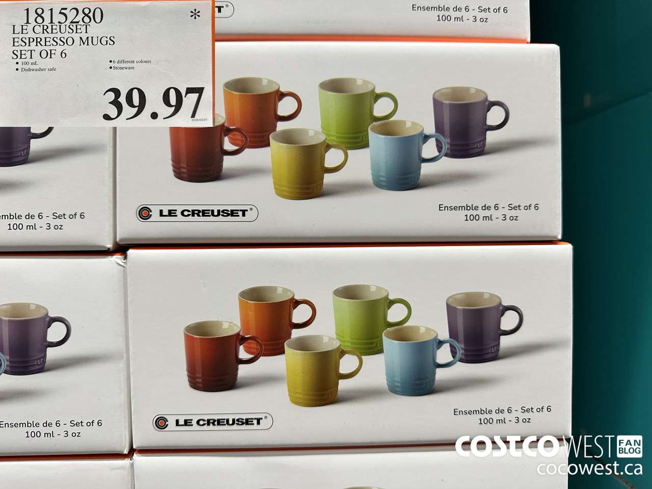 1815280 LE CREUSET ESPRESSO MUGS SET OF 6 $39.97
