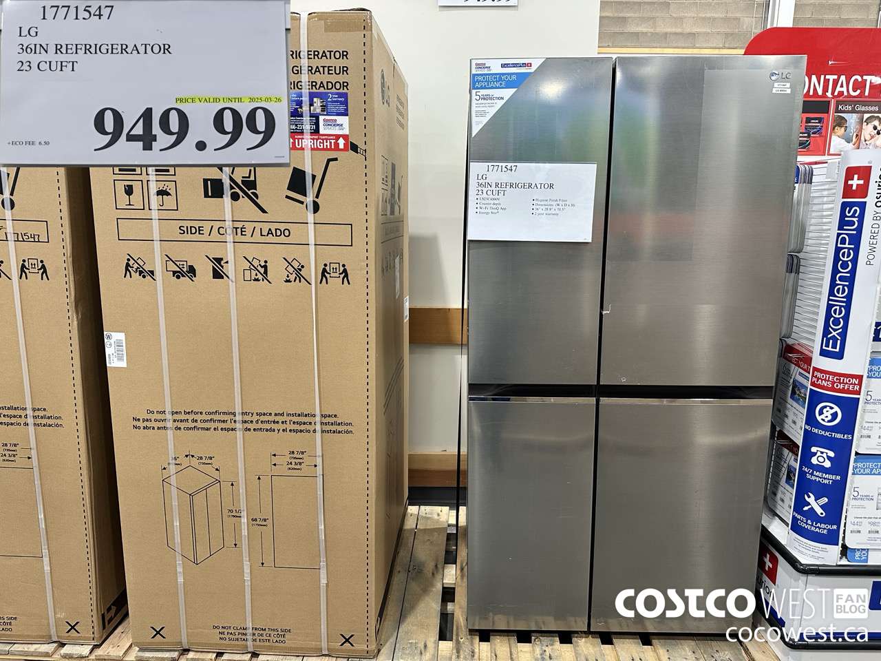 1771547 LG 36IN REFRIGERATOR 23 CUFT (EXPIRES ON 2025-03-26) $949.99