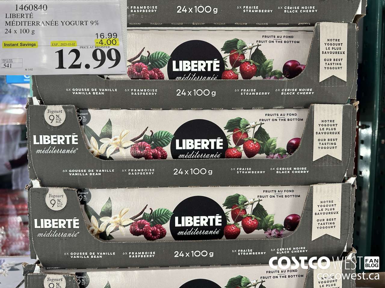 1460840 LIBERTE MEDITERRANEE YOGURT 9% 24 x 100 g ($4.00 INSTANT SAVINGS EXPIRES ON 2025-03-02) $12.99