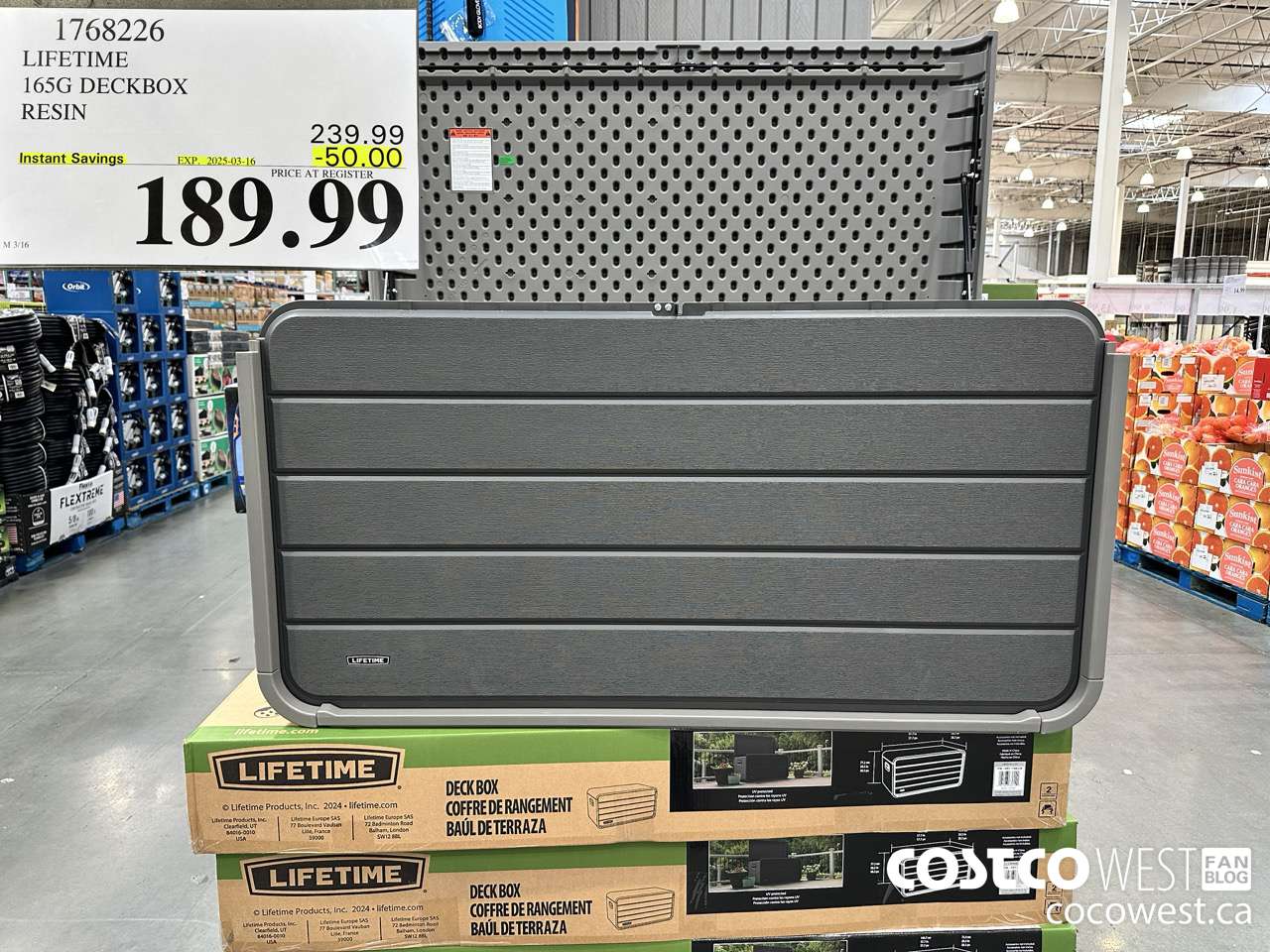 1768226 LIFETIME 165G DECKBOX RESIN ($50.00 INSTANT SAVINGS EXPIRES ON 2025-03-16) $189.99