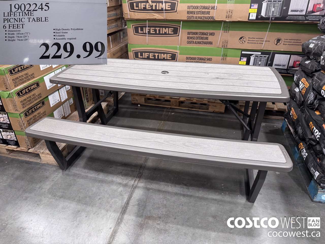 1902245 LIFETIME PICNIC TABLE 6 FEET $229.99