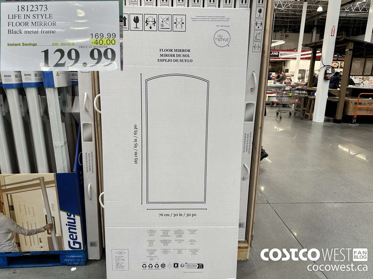 1812373 LIFE IN STYLE FLOOR MIRROR BLACK METAL FRAME ($40.00 INSTANT SAVINGS EXPIRES ON 2025-03-16) $129.99