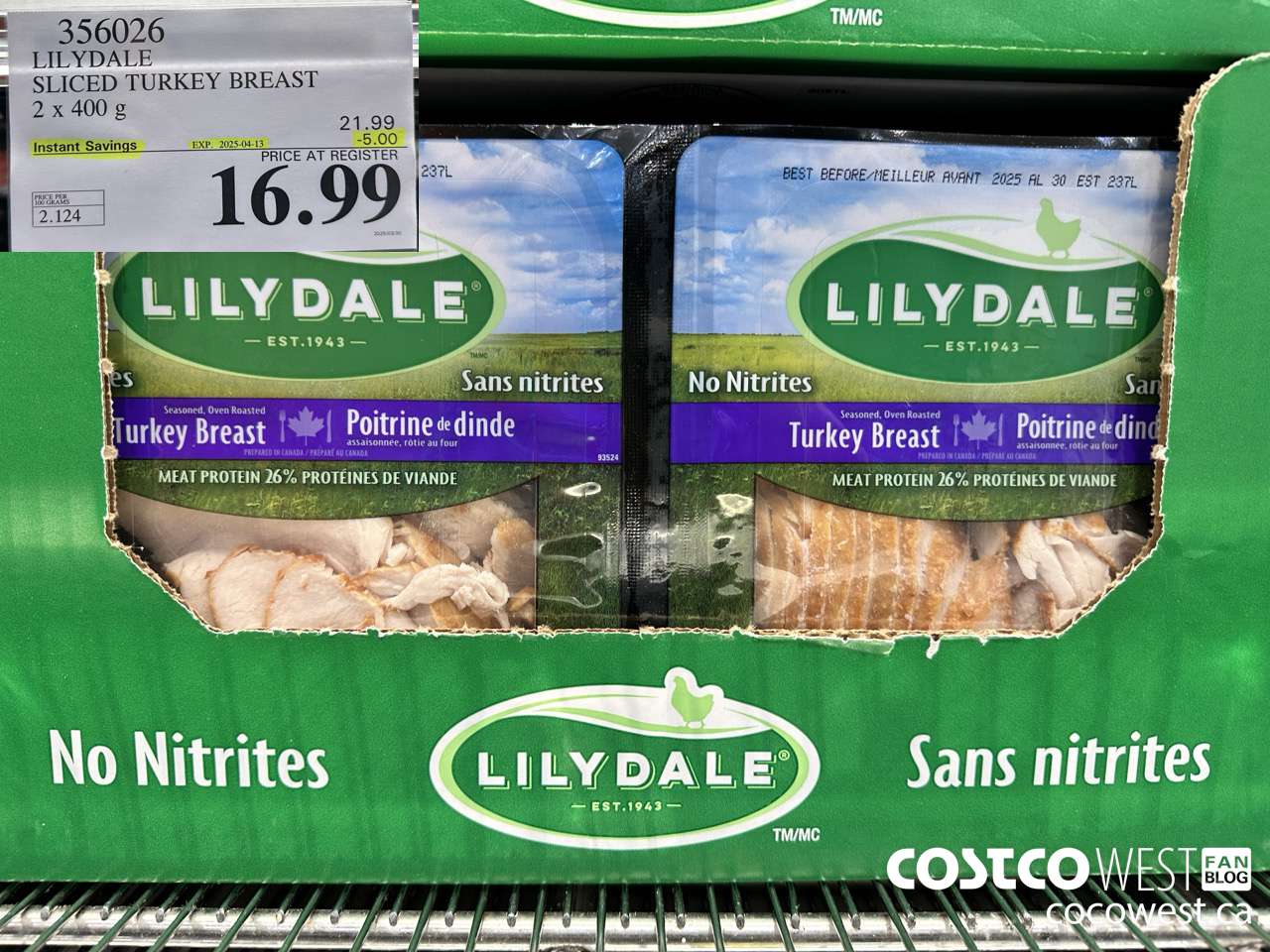 356026 LILYDALE SLICED TURKEY BREAST 2 x 400 g ($5.00 INSTANT SAVINGS EXPIRES ON 2025-04-13) $16.99