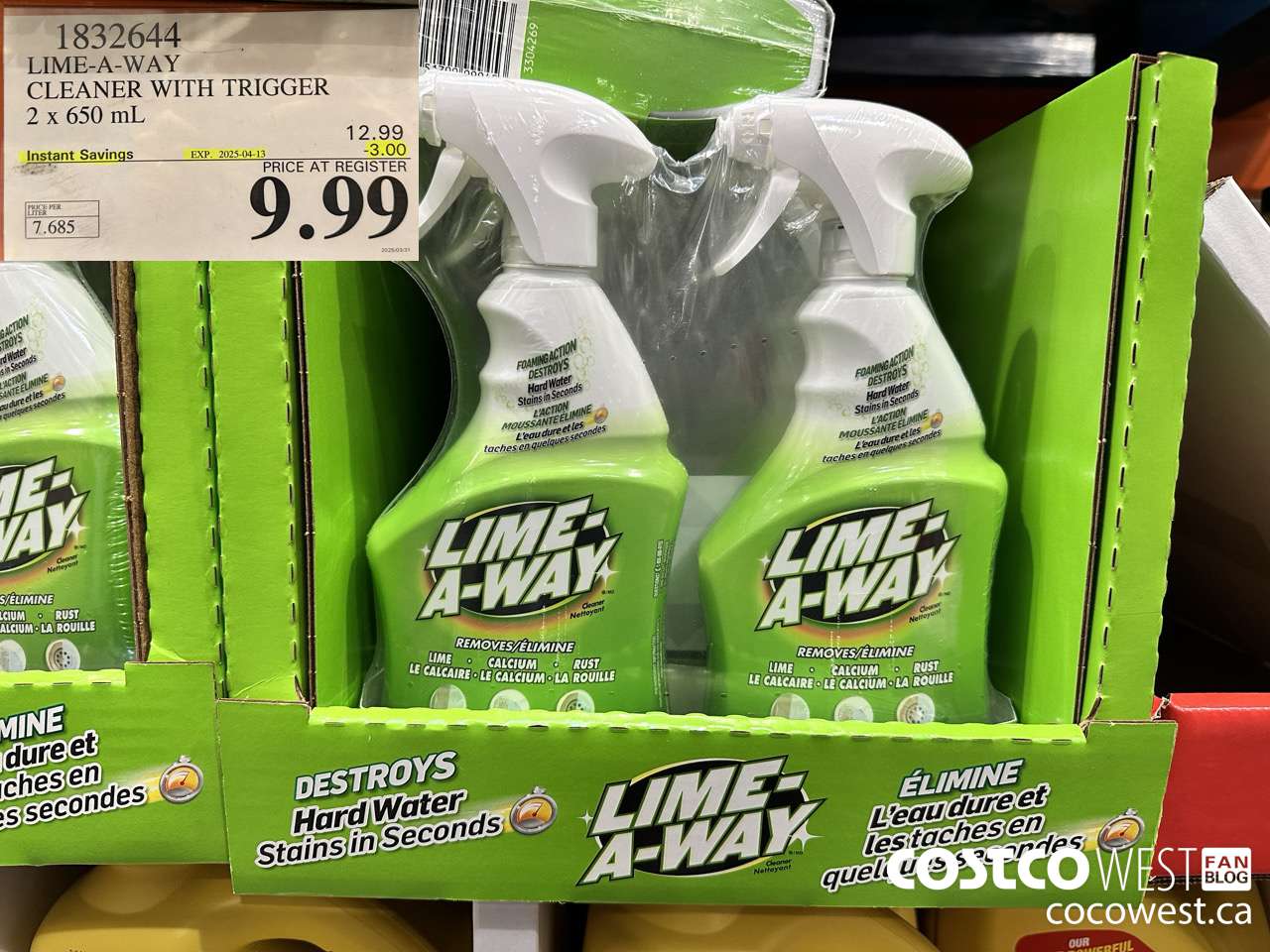 1832644 LIME-A-WAY CLEANER WITH T RIGGER 2 x 650 mL ($3.00 INSTANT SAVINGS EXPIRES ON 2025-04-13) $9.99