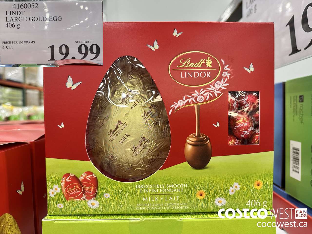 4160052 LINDT LARGE GOLD EGG 406G $19.99