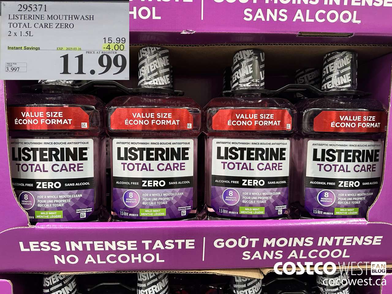 295371 LISTERINE MOUTHWASH TOTAL CARE ZERO 2 X 1.5L ($4.00 INSTANT SAVINGS EXPIRES ON 2025-03-16) $11.99