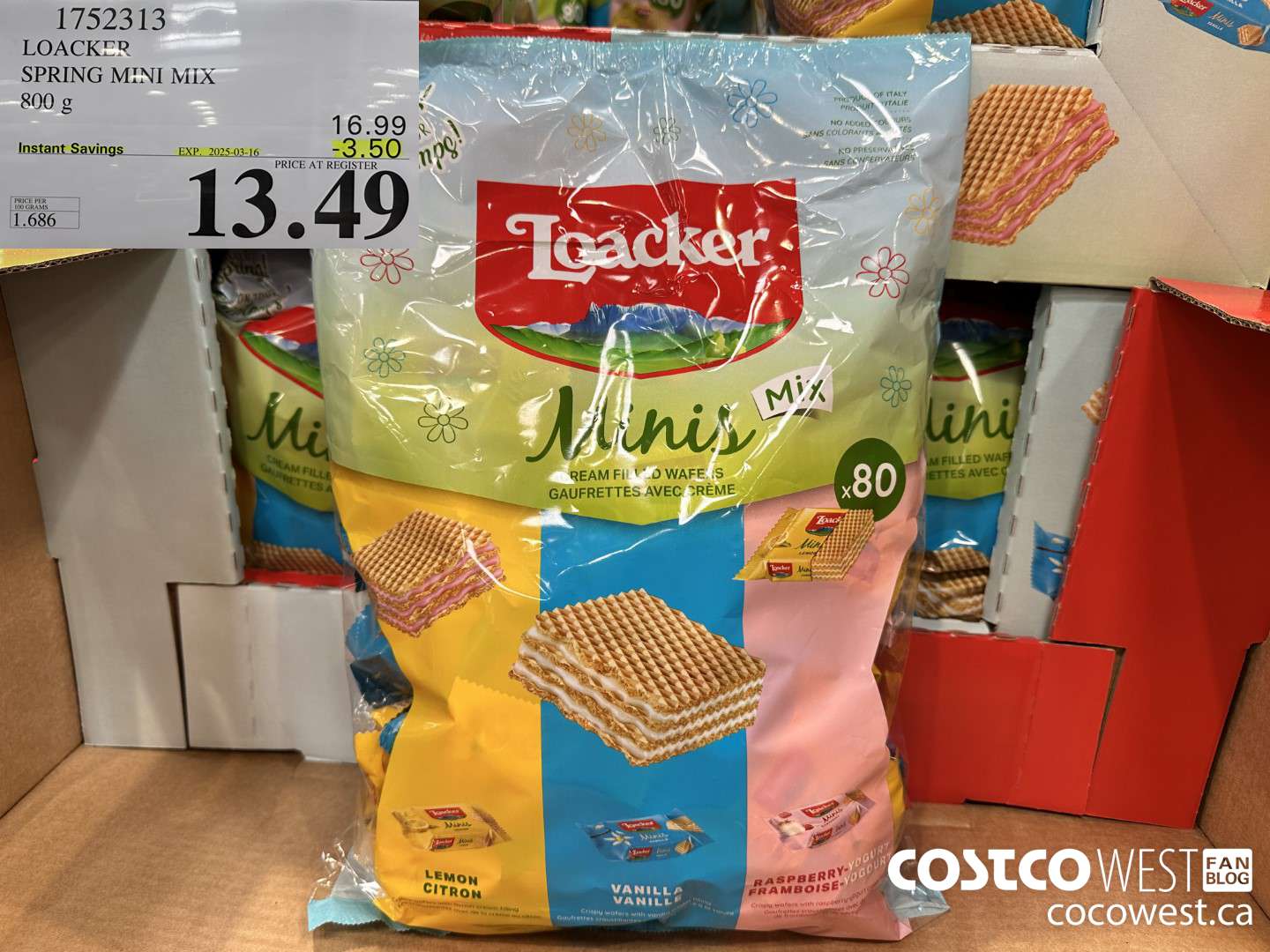 1752313 LOACKER SPRING MINI MIX 800G ($3.50 INSTANT SAVINGS EXPIRES ON 2025-03-16) $13.49