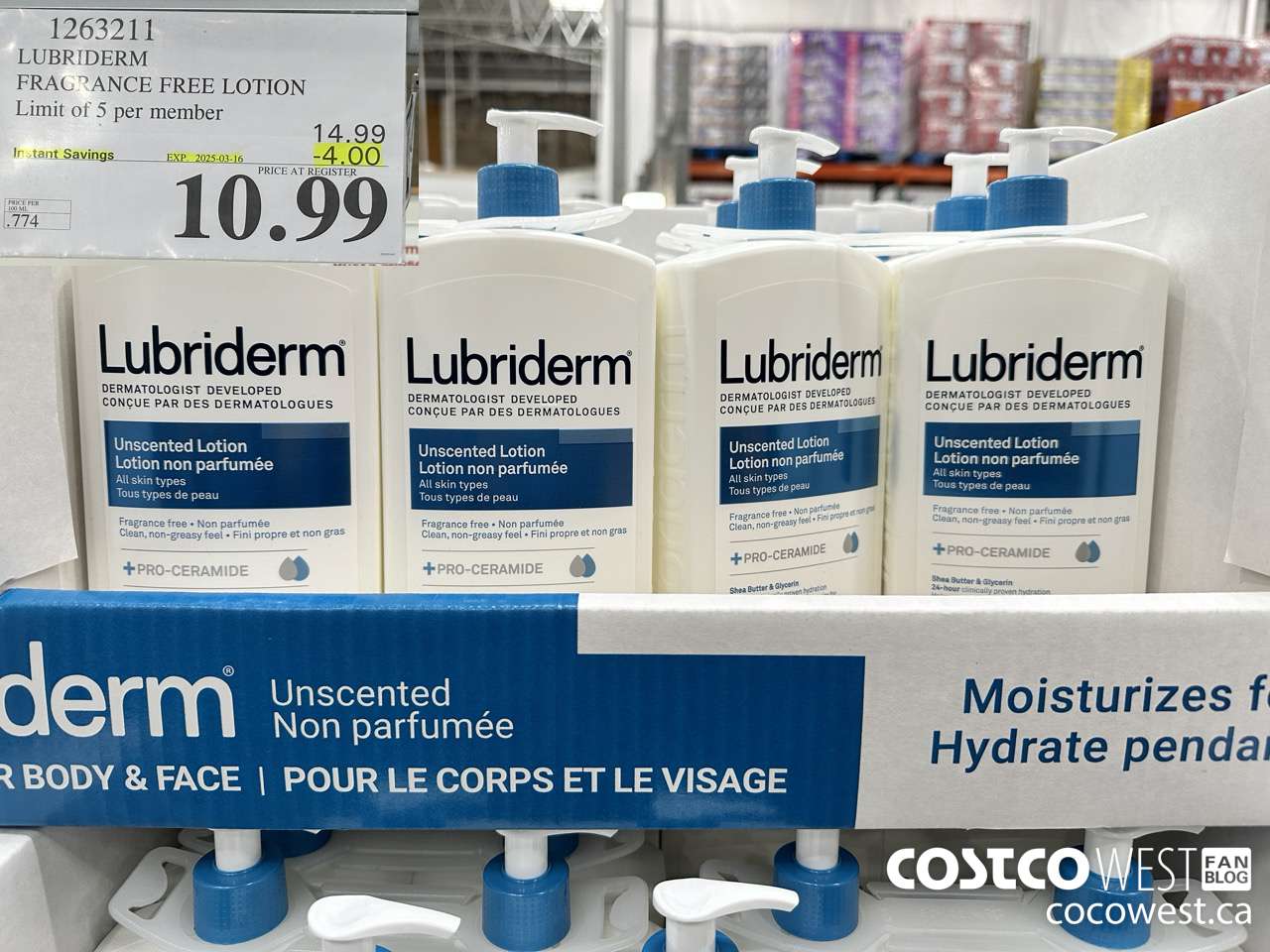 1263211 LUBRIDERM FRAGRANCE FREE LOTION 2 X 710ML ($4.00 INSTANT SAVINGS EXPIRES ON 2025-03-16) $10.99