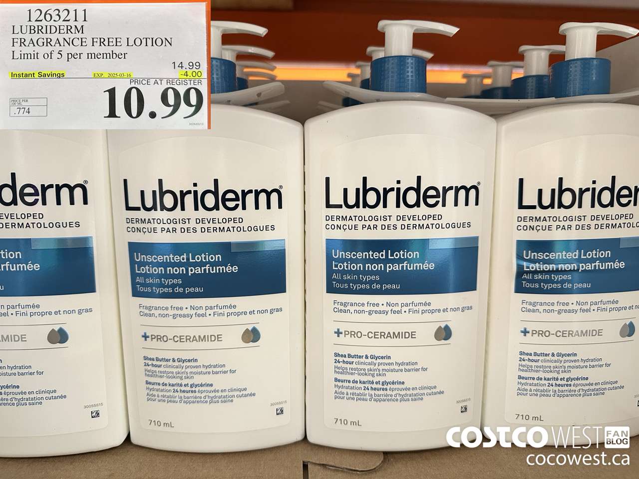 1263211 LUBRIDERM FRAGRANCE FREE LOTION 2 X 710ML ($4.00 INSTANT SAVINGS EXPIRES ON 2025-03-16) $10.99