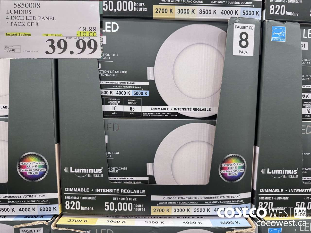 5850008 LUMINUS 4 INCH LED PANEL PACK OF 8 ($10.00 INSTANT SAVINGS EXPIRES ON 2025-04-13) $39.99