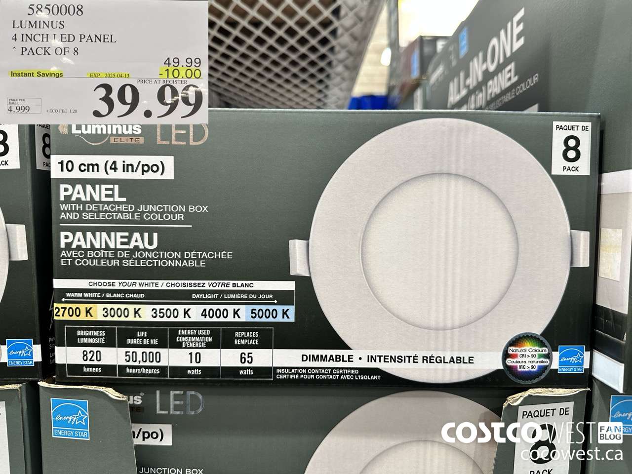 5850008 LUMINUS 4 INCH LED PANEL PACK OF 8 ($10.00 INSTANT SAVINGS EXPIRES ON 2025-04-13) $39.99