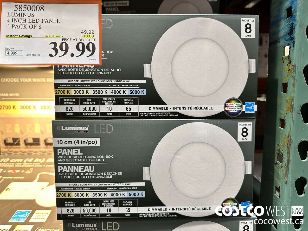 5850008 LUMINUS 4 INCH LED PANEL PACK OF 8 ($10.00 INSTANT SAVINGS EXPIRES ON 2025-04-13) $39.99