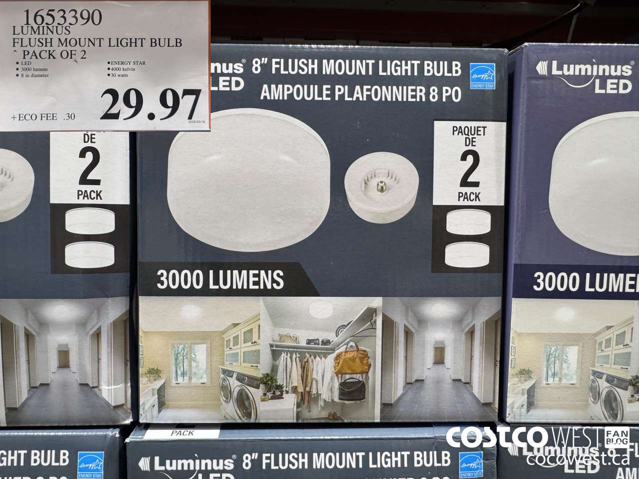 1653390 LUMINUS FLUSH MOUNT LIGHT BULB 2-PACK $29.97