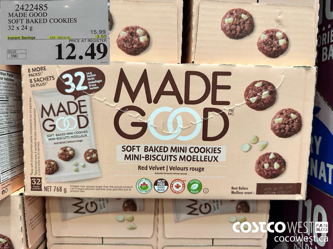 2422485 MADE GOOD SOFT BAKED COOKIES 32 x 24 g ($3.50 INSTANT SAVINGS EXPIRES ON 2025-03-30) $12.49