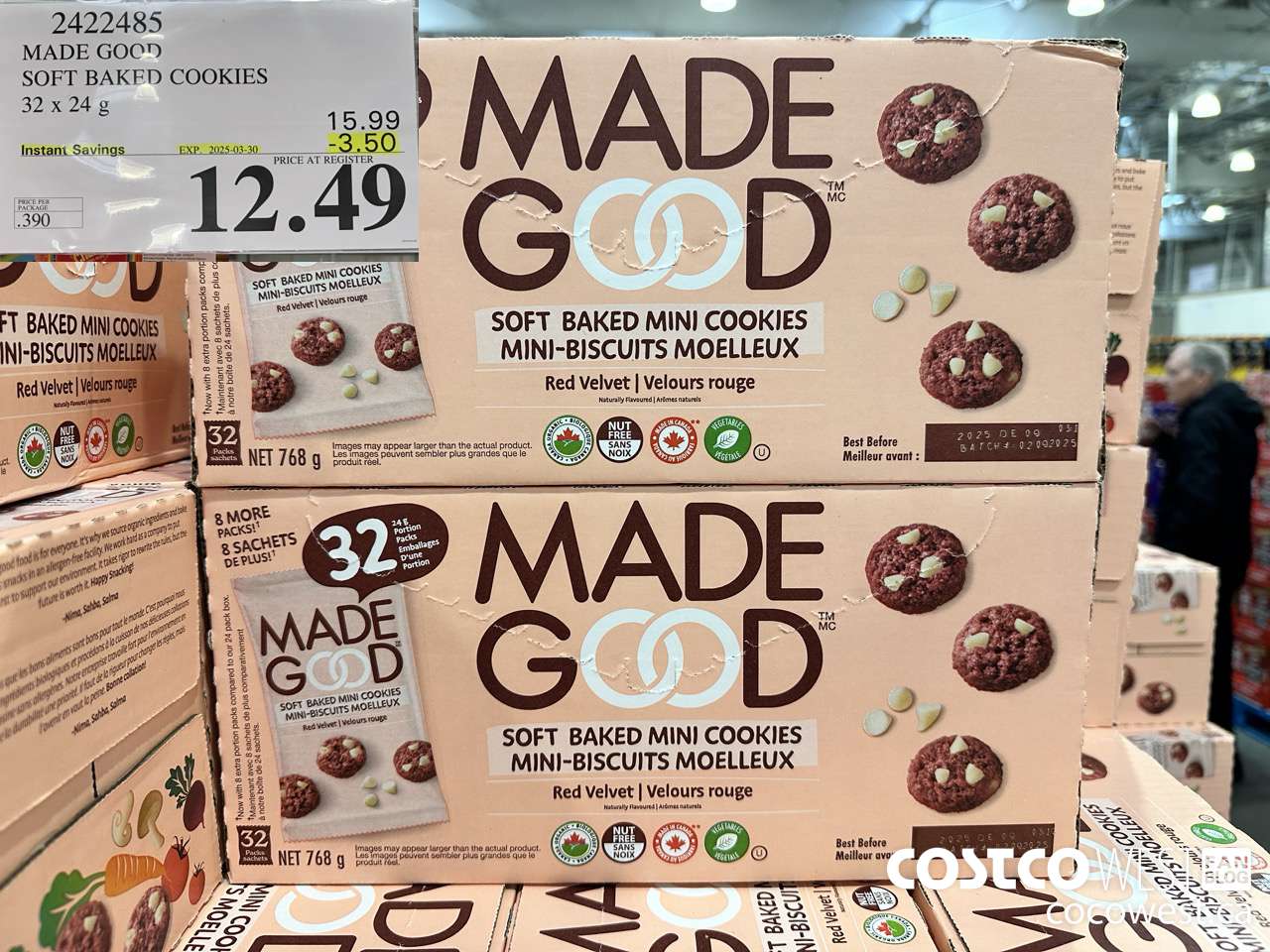 2422485 MADE GOOD SOFT BAKED COOKIES 32 x 24 g ($3.50 INSTANT SAVINGS EXPIRES ON 2025-03-30) $12.49