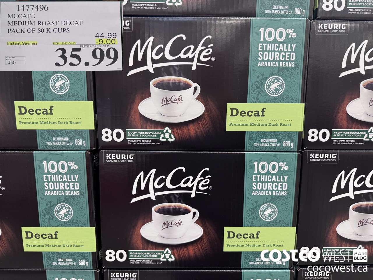 1477496 MCCAFE MEDIUM ROAST DECAF PACK OF 80 K-CUPS ($9.00 INSTANT SAVINGS EXPIRES ON 2025-04-13) $35.99