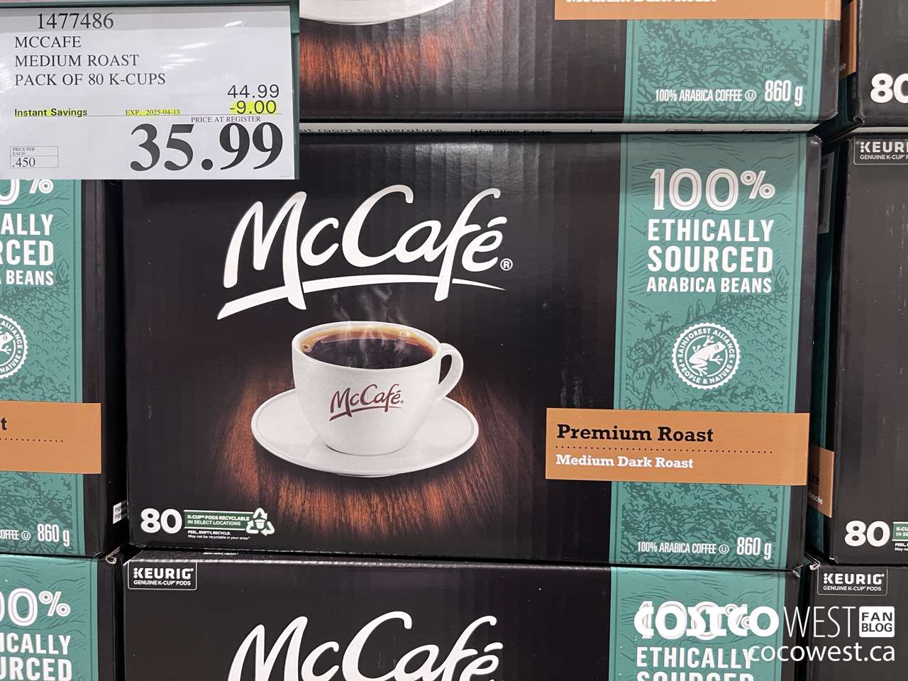 1477486 MCCAFE MEDIUM ROAST K-CUPS 80 COUNT ($9.00 INSTANT SAVINGS EXPIRES ON 2025-04-13) $35.99