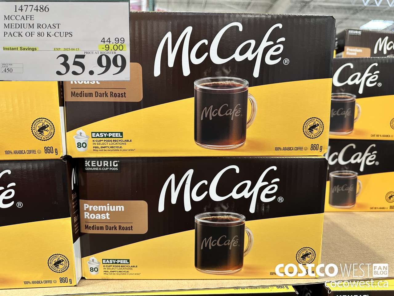 1477486 MCCAFE MEDIUM ROAST K-CUPS 80 COUNT ($9.00 INSTANT SAVINGS EXPIRES ON 2025-04-13) $35.99