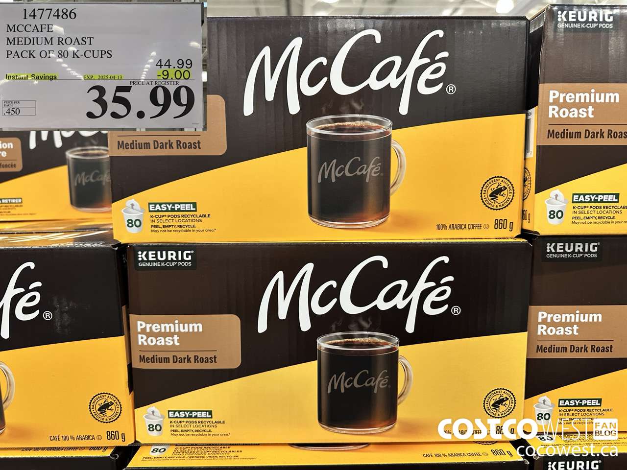 1477486 MCCAFE MEDIUM ROAST K-CUPS 80 COUNT ($9.00 INSTANT SAVINGS EXPIRES ON 2025-04-13) $35.99