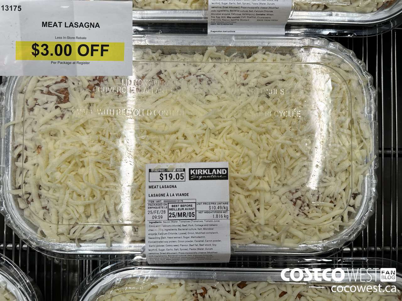13175 MEAT LASAGNA ($3.00 INSTANT SAVINGS)