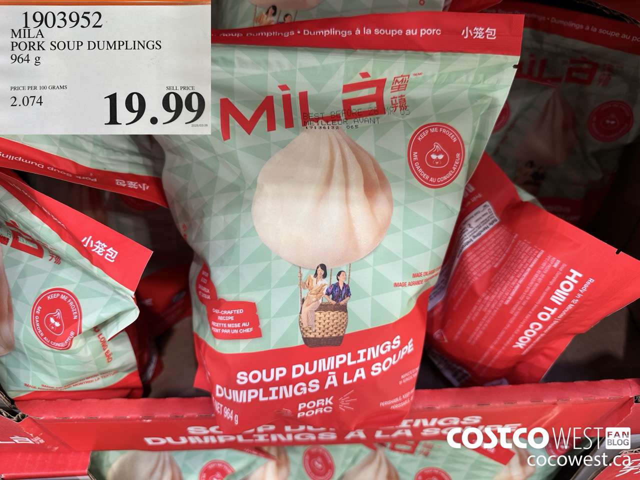 1903952 MILA PORK SOUP DUMPLINGS 964G $19.99